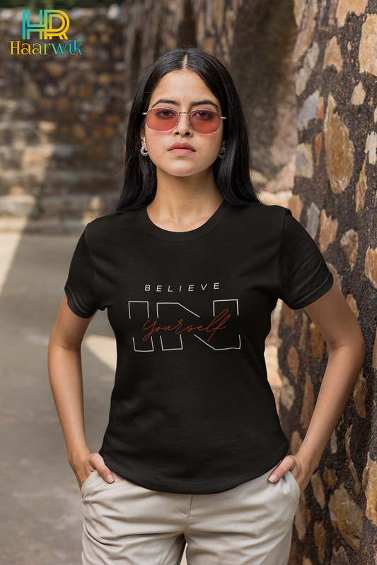 Haarwik BELIVE IN YOUR SELF Roundneck Women Tshirt